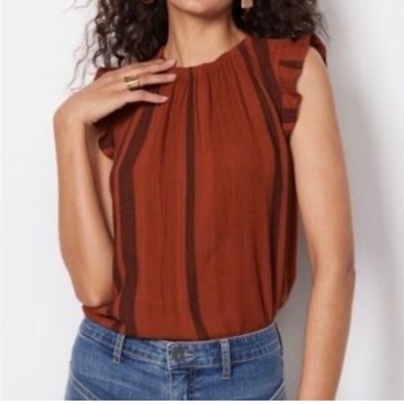 cloth & stone Tops - Cloth and Stone Stripe Ruffle Sleeveless Top